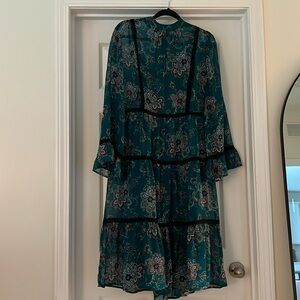 ModCloth frolicking in the flower fields midi green dress in green Baez paisley.